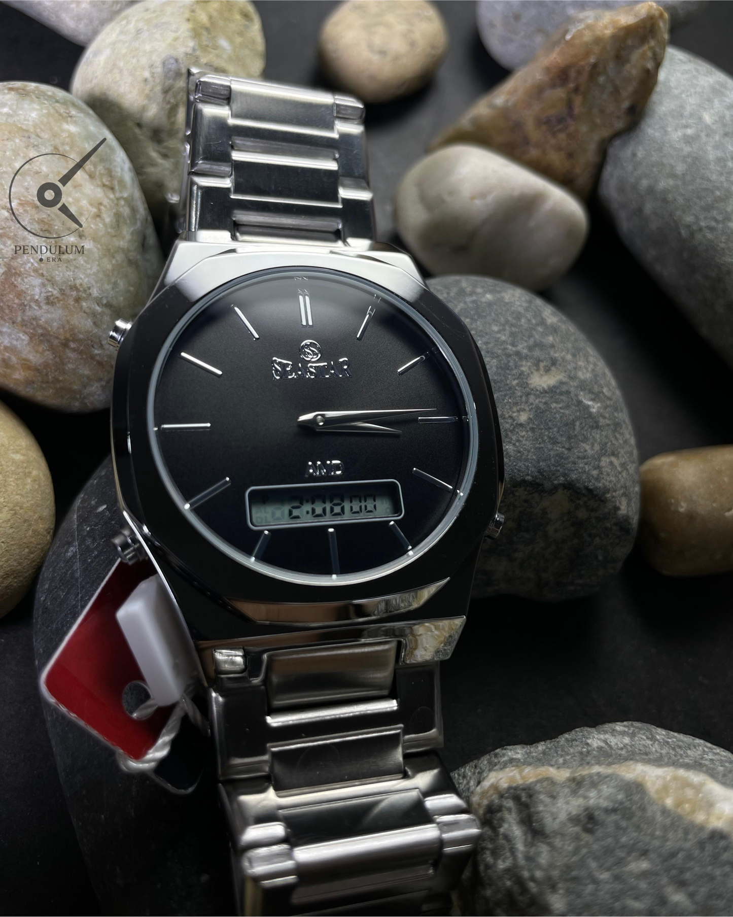 SEASTAR Dual Display Watch – Stainless Steel Bracelet, Analog & Digital