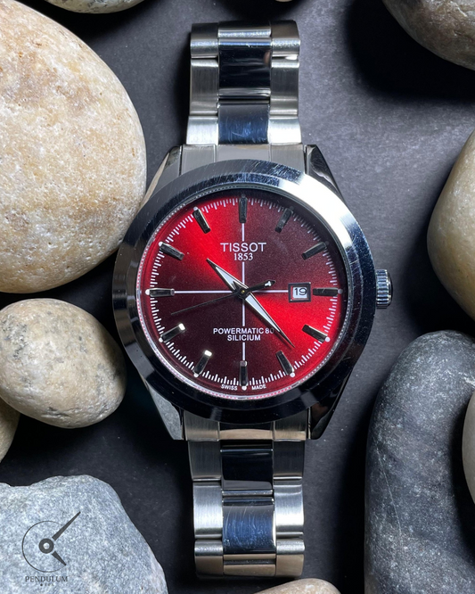 Tissot Powermatic 80 Silicium – Red Gradient Dial, Stainless Steel Bracelet