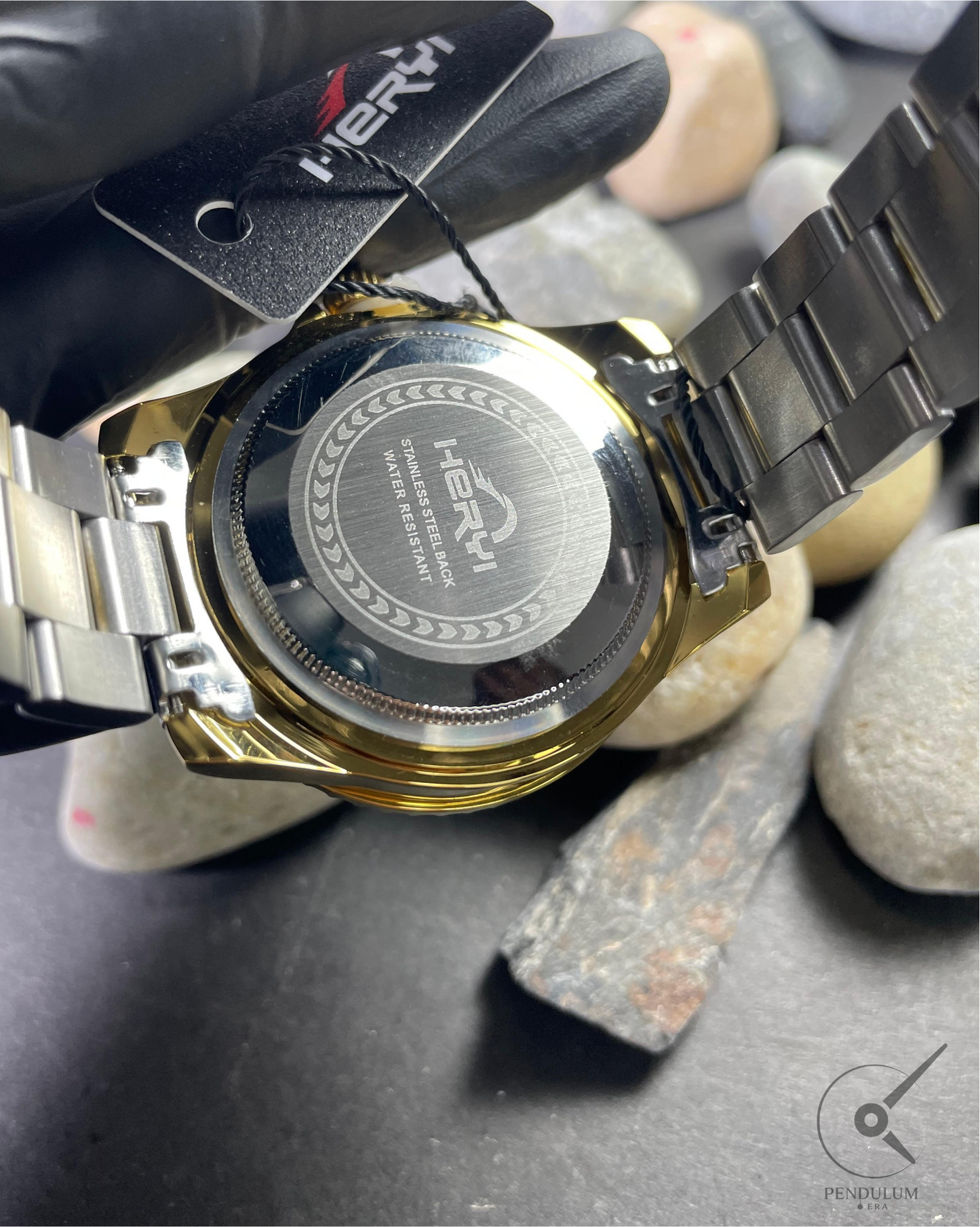 HERVI Luxury Diver Watch – Two-Tone Steel & Gold with Cosmic Blue Dial