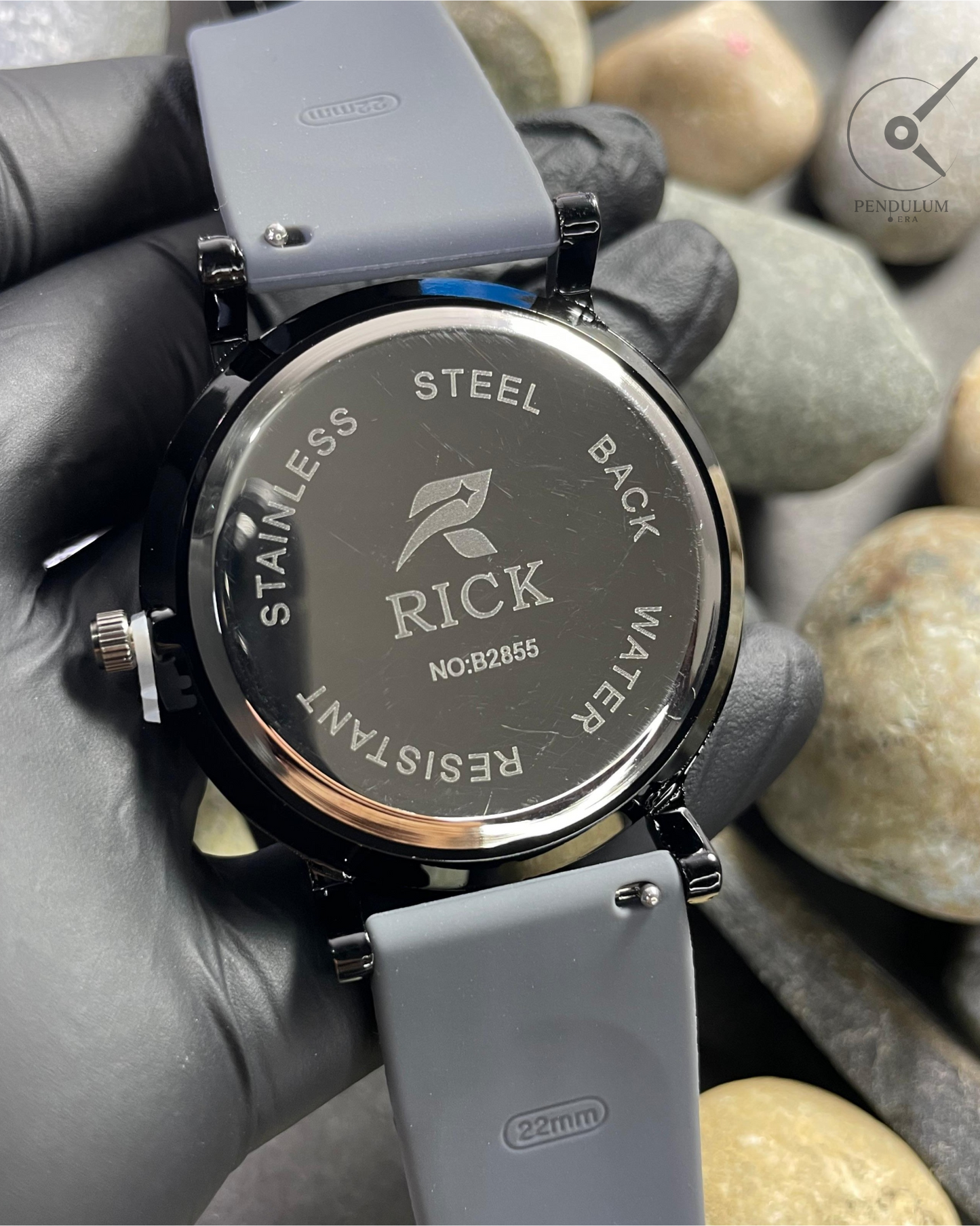 RICK Minimalist Grey Watch – Silicone Strap with Date Display