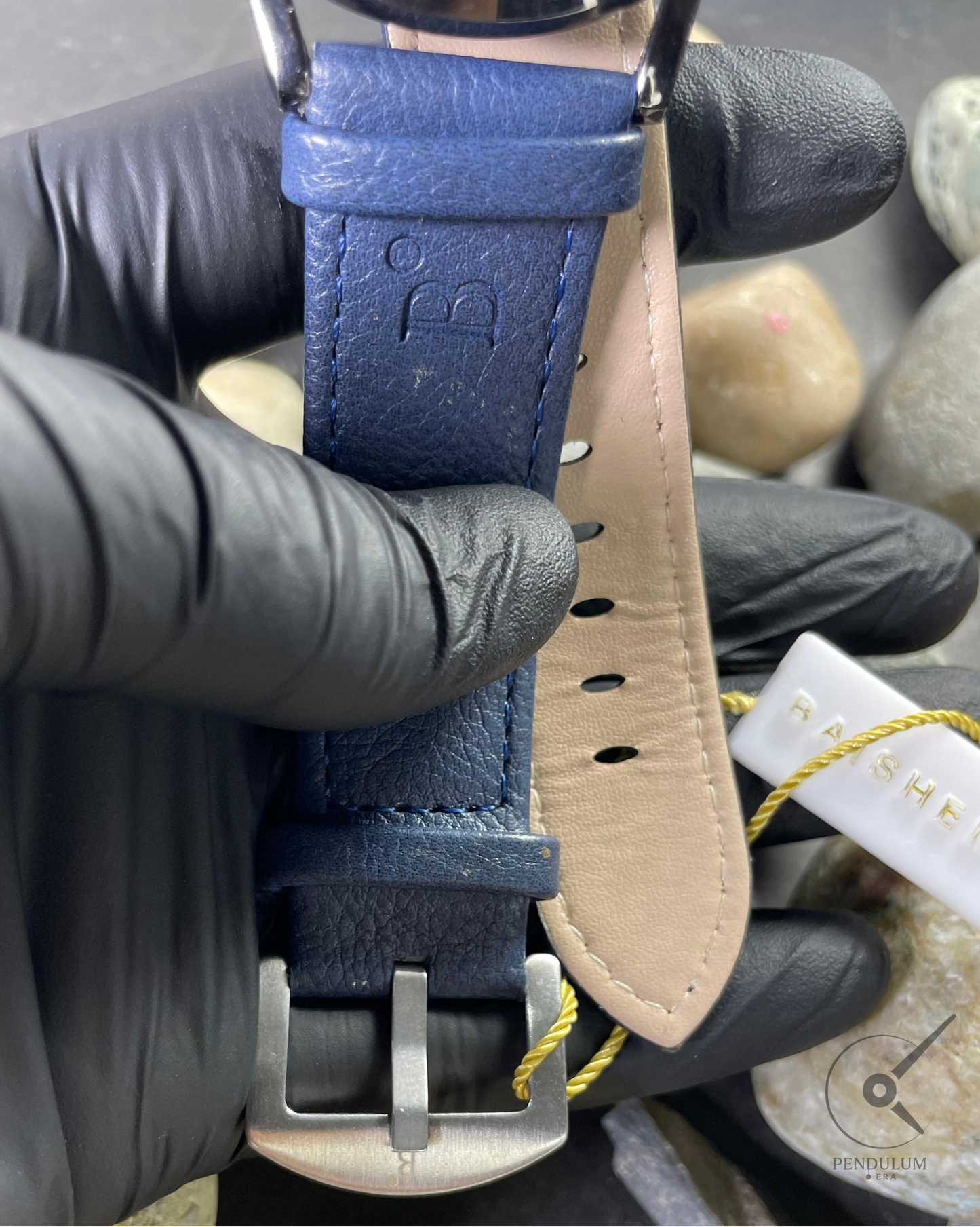 BAISHENG Classic Blue Watch – Textured Dial with Leather Strap