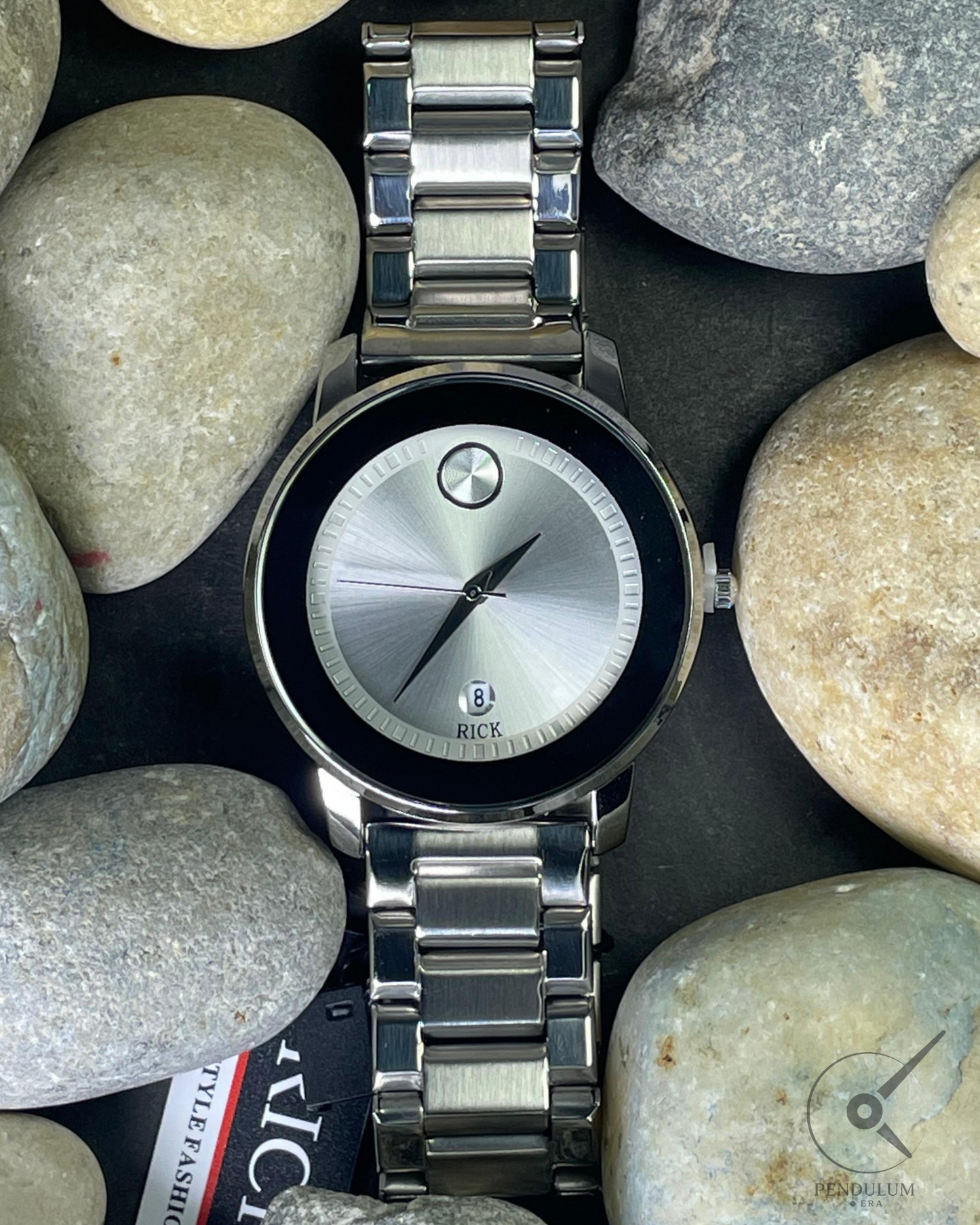 RICK Silver Stainless Steel Watch – Minimalist Dial with Date Display