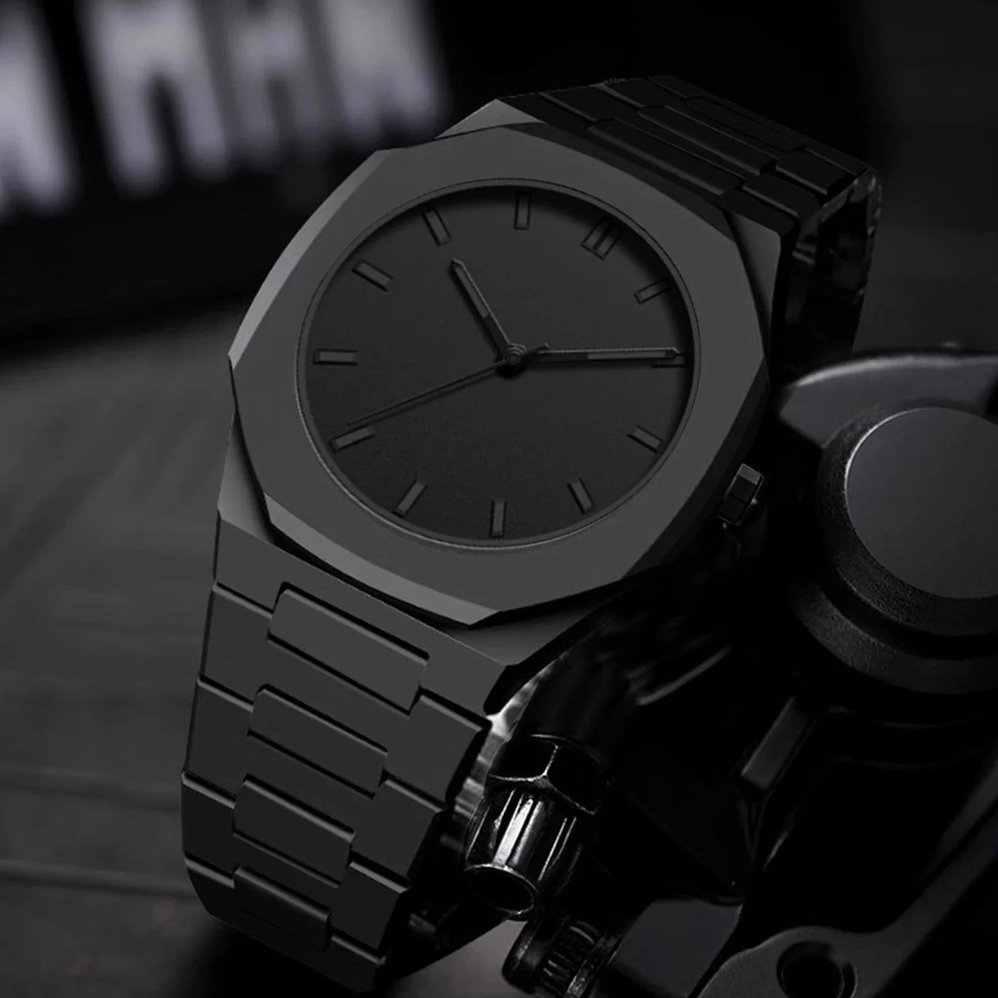 Matte Black Stealth Minimalist Watch